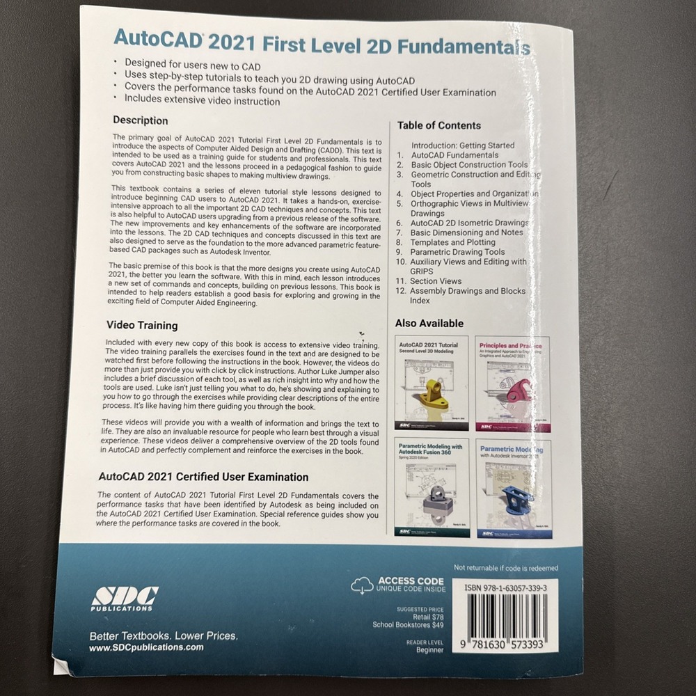 AutoCAD 2021 Tutorial First Level 2D Fundamentals Randy Shih SDC Publications - Picture 2 of 3